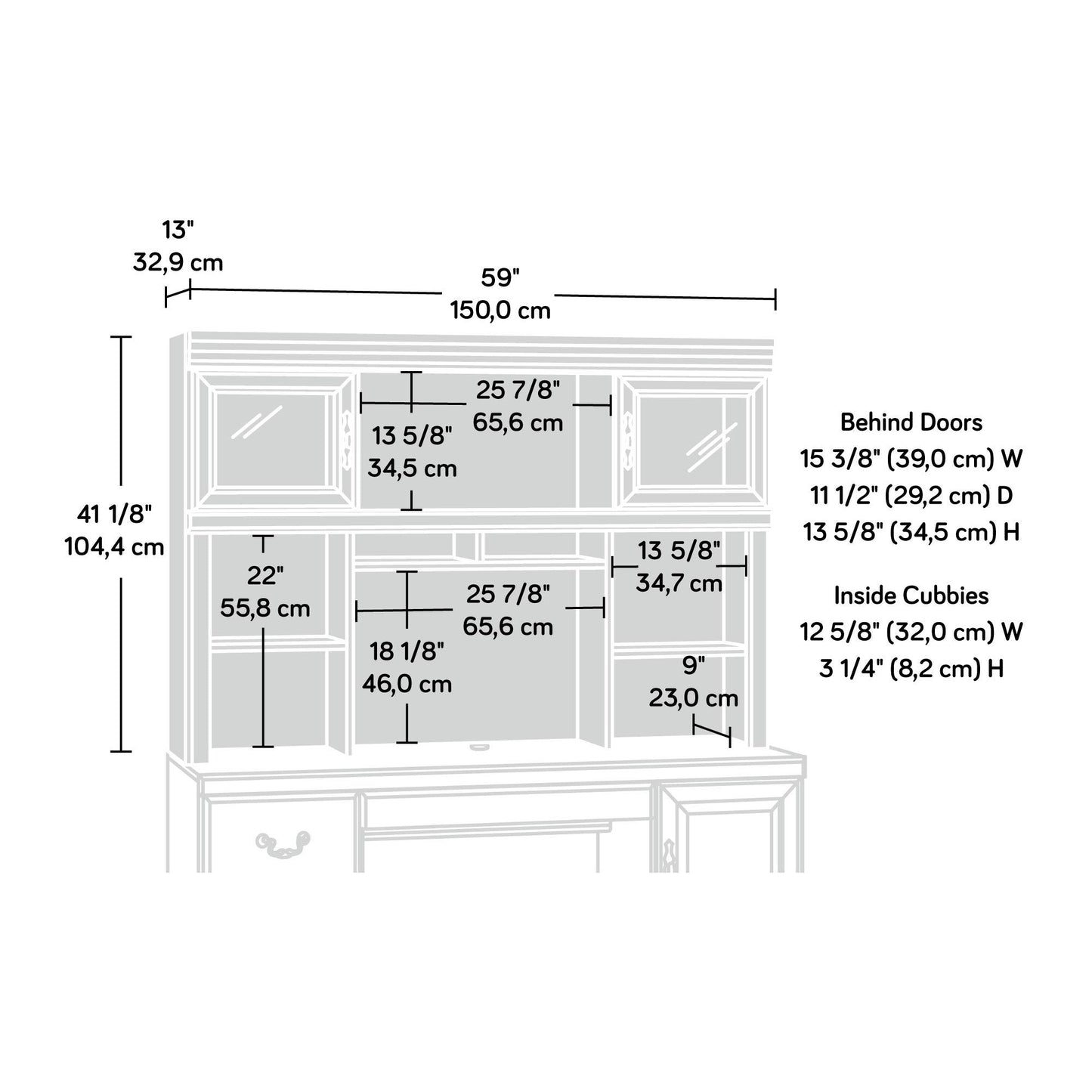 Sauder Heritage Hill Hutch For 404944, Classic Cherry finish