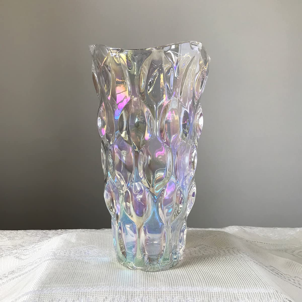 Eastern Rock Heavy Glass Flower Vase Thickened 3.5lb 9.5inch Sparkle vase Bohemian Style, for Centerpieces,Wedding,Perfect Home Decor (Sparkle)