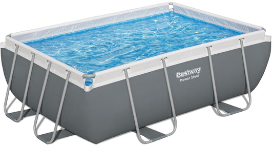 Bestway: Power Steel 9'3" x 6'5" x 33" Above Ground Pool Set - 937 Gallons, Rectangular Outdoor Family Pool, Corrosion & Puncture Resistant, Includes ChemConnect Dispenser, Filter & Pump