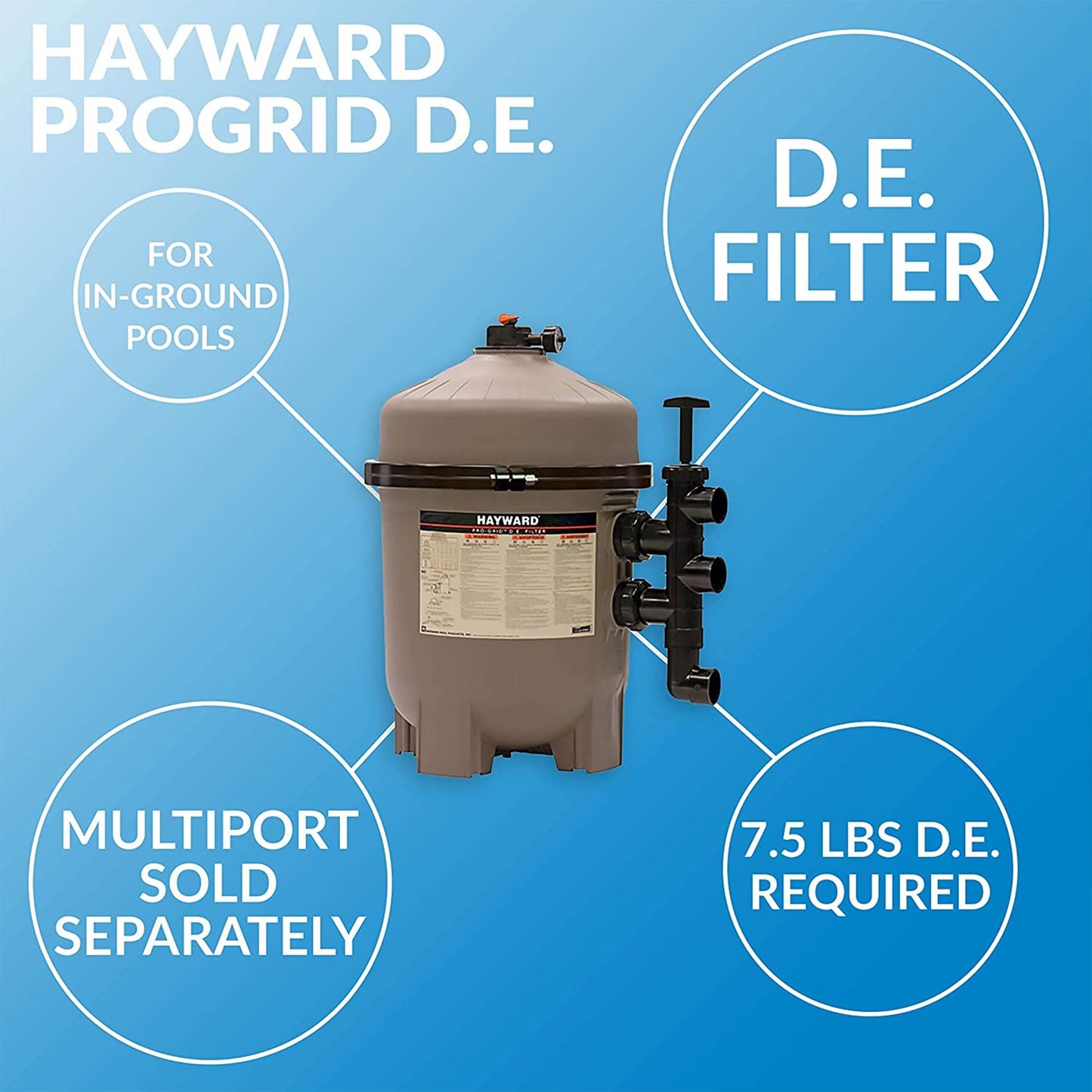 Hayward ProGrid 60 Square Foot High Capacity 120 Gallon Per Minute DE Filter for Large In Ground Swimming Pools and Outdoor Spas, Brown