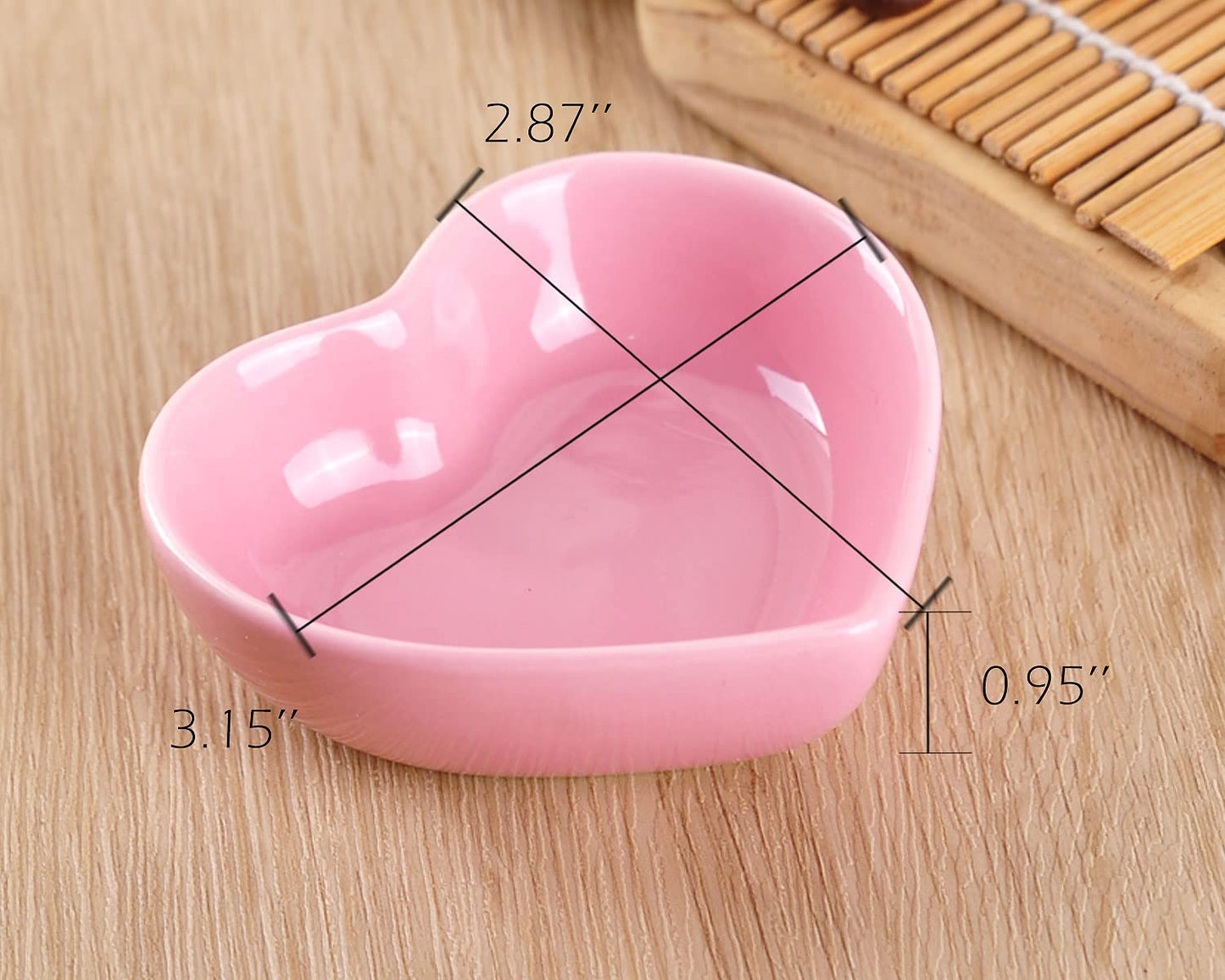 WHJY Pink Love Heart Shaped Ceramic Side Dish Bowl, Contemporary Porcelain Side Dishes Bowl, Seasoning Dishes Soy Dipping Sauce Dishes for Wedding Birthday Party- Set of 6