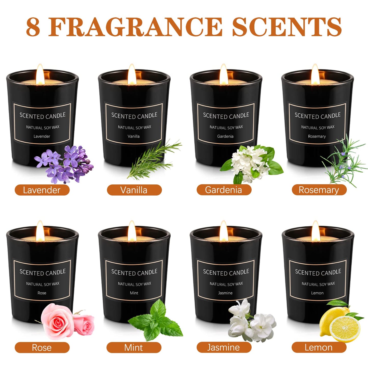 8 Pack Candles for Home Scented Aromatherapy Candles Gifts Set for Women Soy Wax Long Lasting Jar Candles for Birthday Mother's Day Gifts, 3.5oz