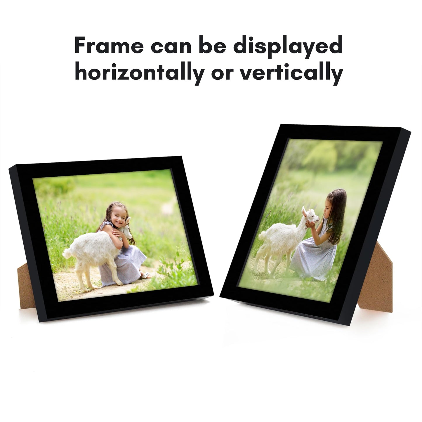 Americanflat 4x5 Picture Frame with Shatter-Resistant Glass - Streamline Collection - Thin Border Photo Frame for Wall and Tabletop Display - Hanging Hardware and Easel Back Included - Black