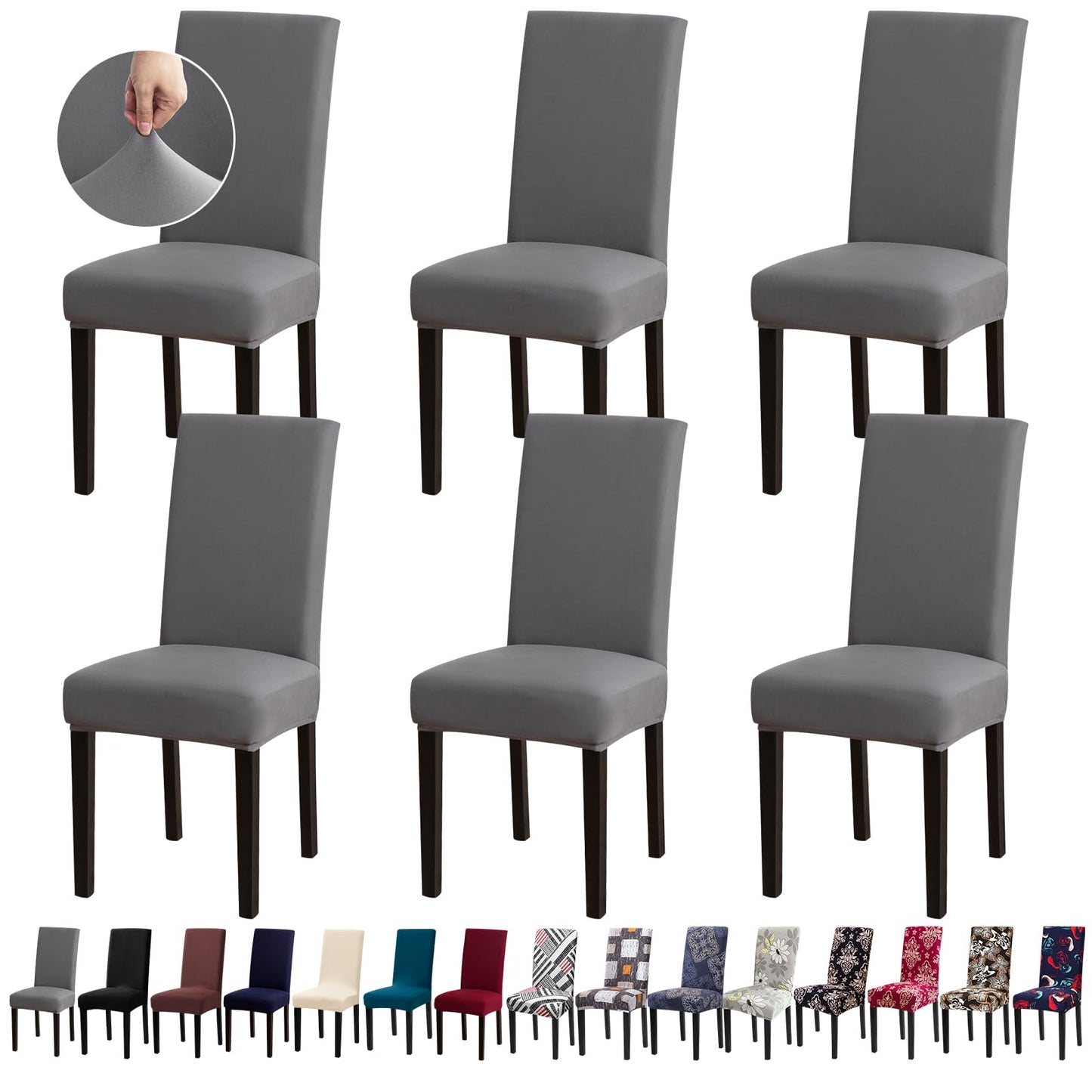 Fafua Chair Covers, Dining Room Chair Covers, Stretch Kitchen Chair Covers/Dining Room Chair Covers Set of 6, Removable Washable Dining Chair Slipcovers for Home, Hotel, Banquet