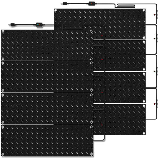 Riakrum 8 Pcs Heated Snow Melting Mats Outdoor Slip Proof Ice Heated Rubber Mat for Driveway Walkway Decks and Sidewalks Connection with 9.84 ft Power Cord for Winter Stairs (10 x 30 Inch)