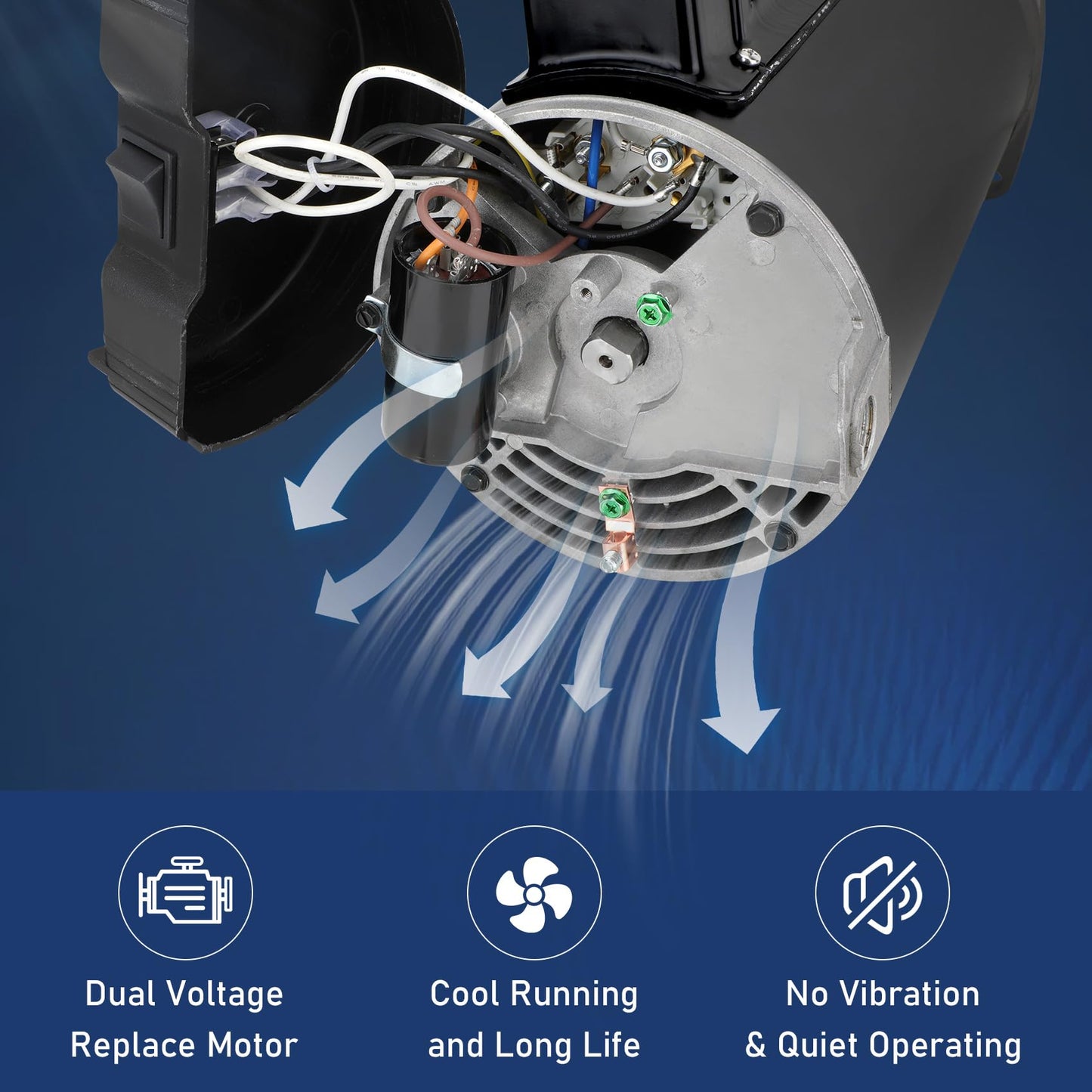 B2853 Square Flange Pool Pump Motor - 1 HP,3450 RPM,56Y Frame,PSC, ODP Enclosure - Reliability for Your Pool Pump - 12-Month Assurance of Quality and Support