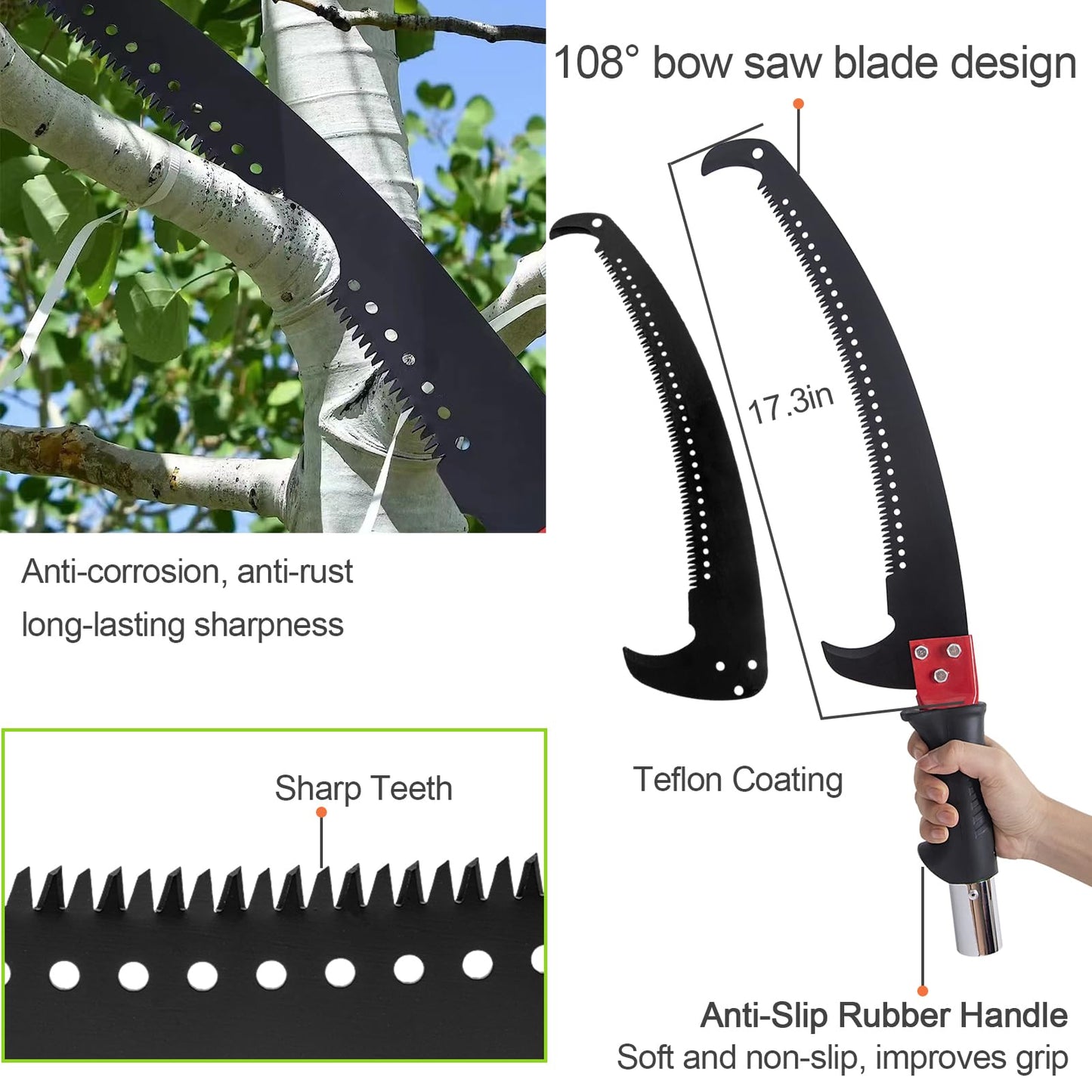 Pole Saws for Tree Trimming, 7.3-27 ft Manual Pole Saw Extendable Tree Trimmer, Long Branch Trimmer Tree Pole Pruner Saw Blades and Scissors Set for Pruning Palms and Shrubs