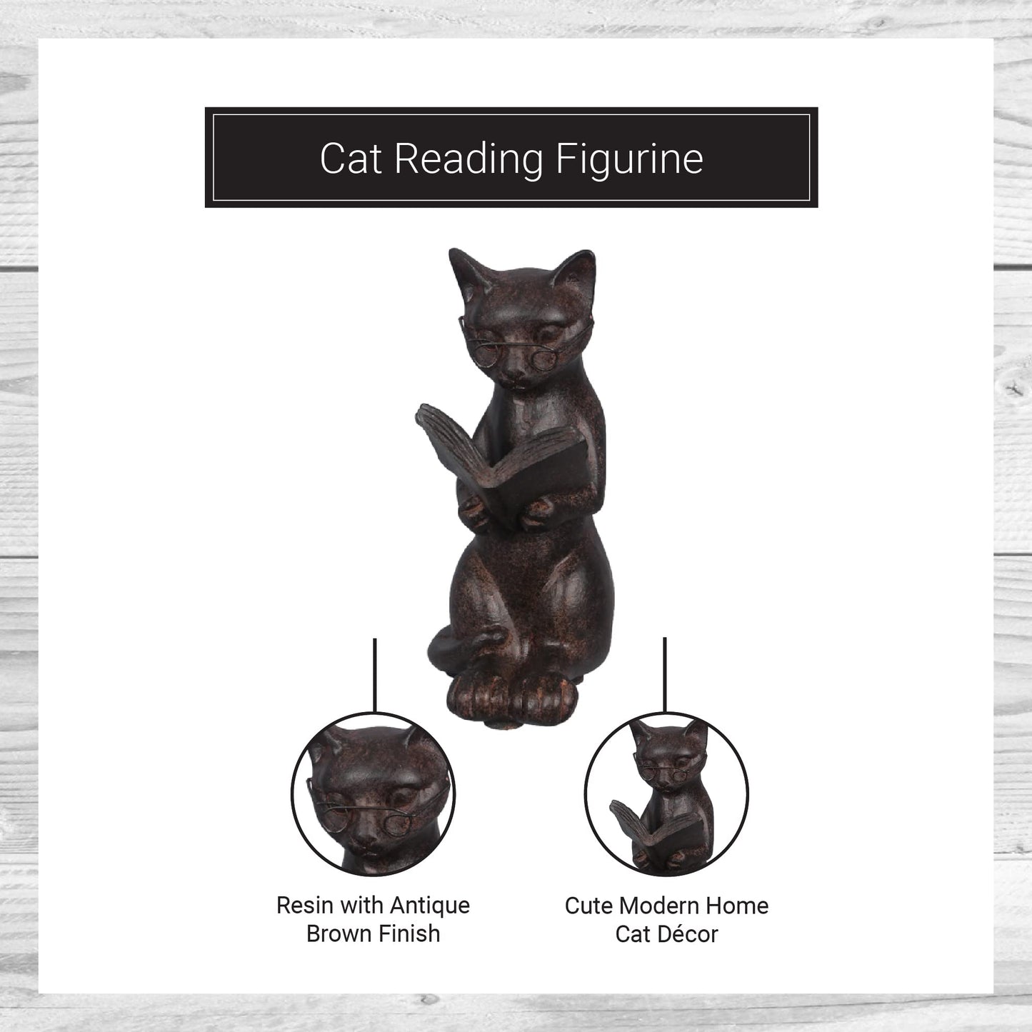 Young's Inc. Cat Figurine - Cute Cat Statue - Whimsical Cat Decor for Cat Lovers - Cat Collectibles and Meditation Decor - Cat with Eye Glasses - 4'' L X 3'' W X 5'' H