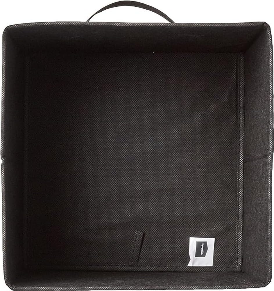 Amazon Basics Collapsible Fabric Storage Cubes Organizer with Handles, 10.5"x10.5"x11", Black - Pack of 6