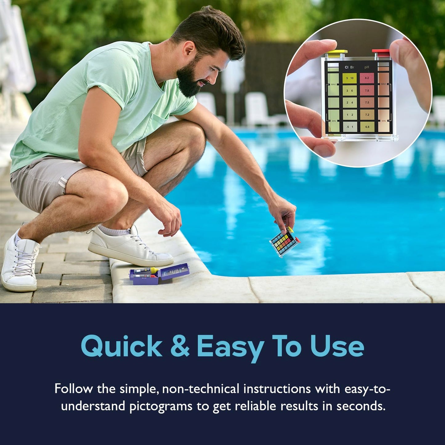 Lupo 3-in-1 Pool Test Kit | Pool Testing Kit for Residential Swimming Pools & Spas for Testing Total Chlorine, Total Bromine & pH | Chemical Test Kit for Quick & Accurate at-Home Pool Water Testing