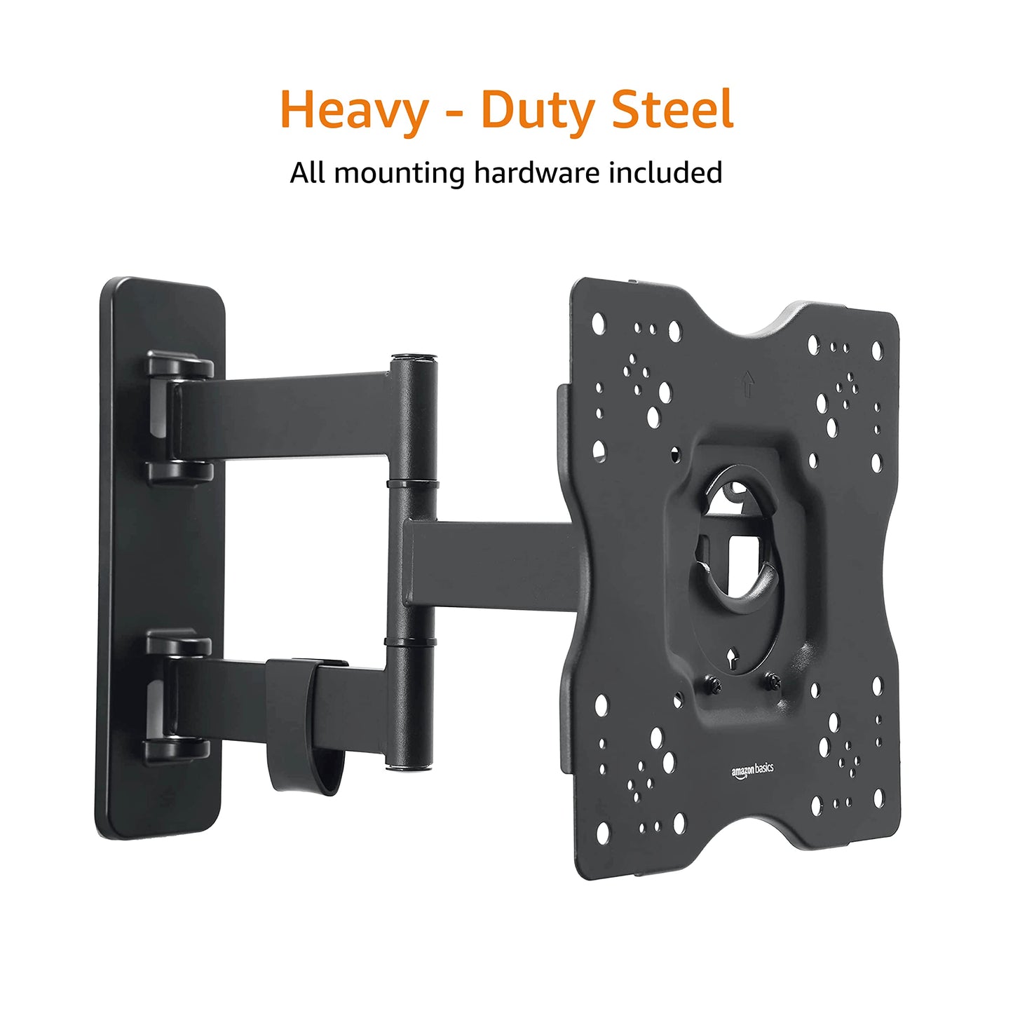 Amazon Basics Full Motion Articulating TV Monitor Wall Mount for 26" to 55" TVs and Flat Panels up to 80 Lbs, Black