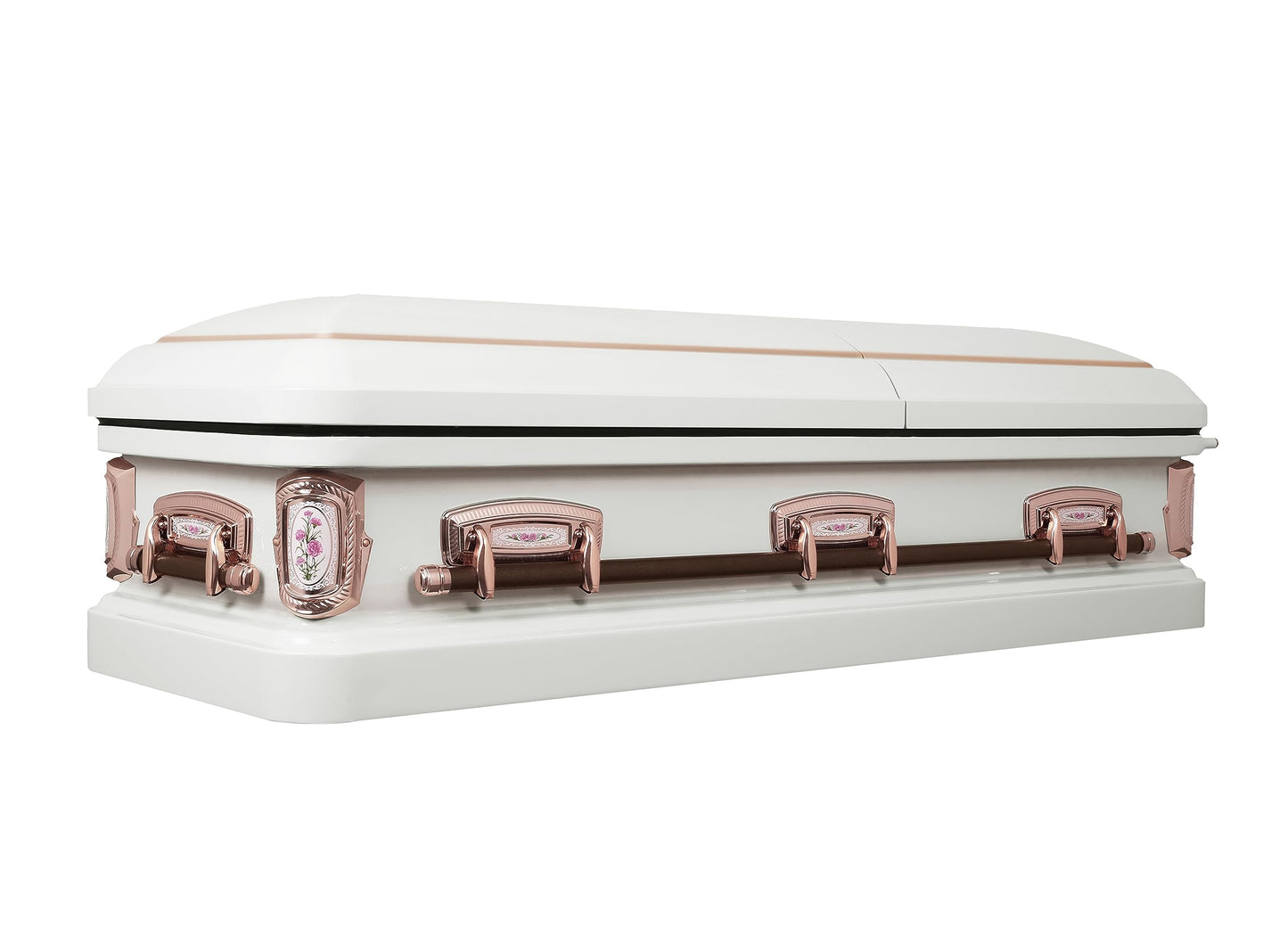 Overnight Caskets Primrose Metal Funeral Casket - Premium 18-Gauge Steel - Fully Appointed Adult Casket - Coffin Featuring Antique-White Velvet Interior Lining and Coordinating Pillow & Throw Set