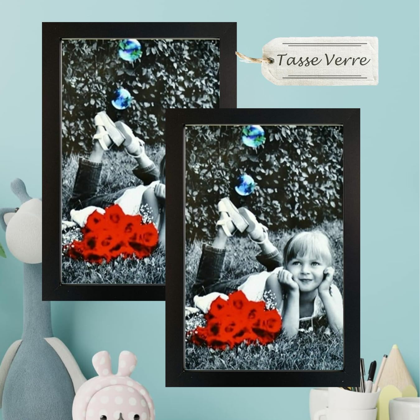 Tasse Verre 8x12 Picture Frames (2-Pack) - HIGH Definition Glass Front Cover - Displays 8" by 12" Picture Frame- Vertical or Horizontal and Comes Ready to Hang. 8x12 Frame Poster