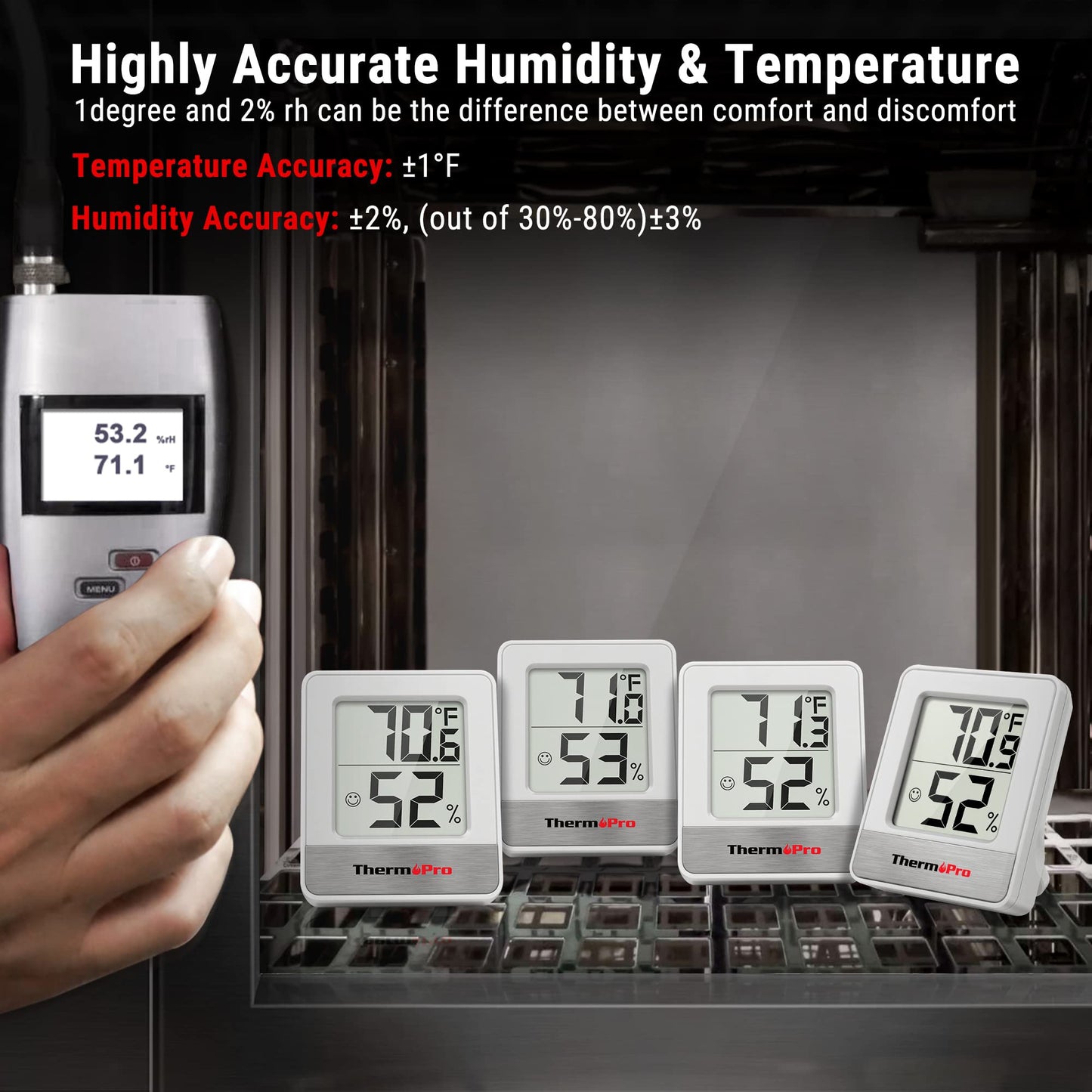 ThermoPro TP49 Digital Hygrometer Indoor Thermometer Humidity Meter Room Thermometer with Temperature and Humidity Monitor Mini Hygrometer Thermometer