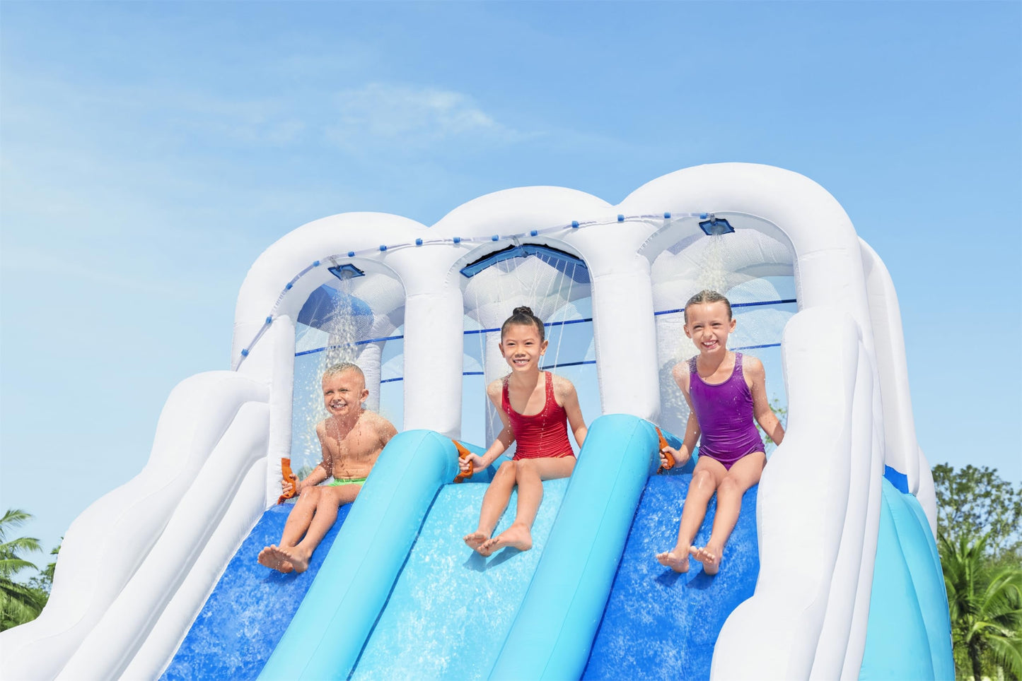 Bestway H2OGO! Waterfall Waves Mega Water Park | Inflatable Slide and Pool Fits Up to 6 Children