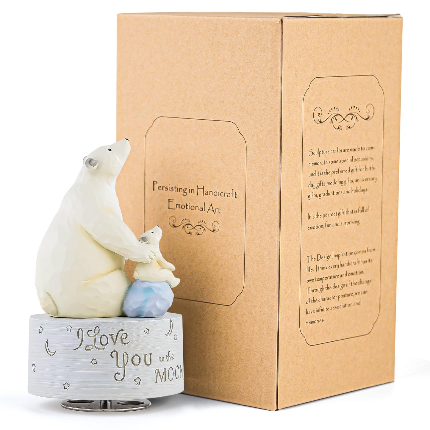 AIDLNS Polar Bear Music Box Figurine, Sculpted Hand-Painted Musical Figure Gifts, for Daughter Granddaughter Grandson Birthday Anniversary, Play You are My Sunshine