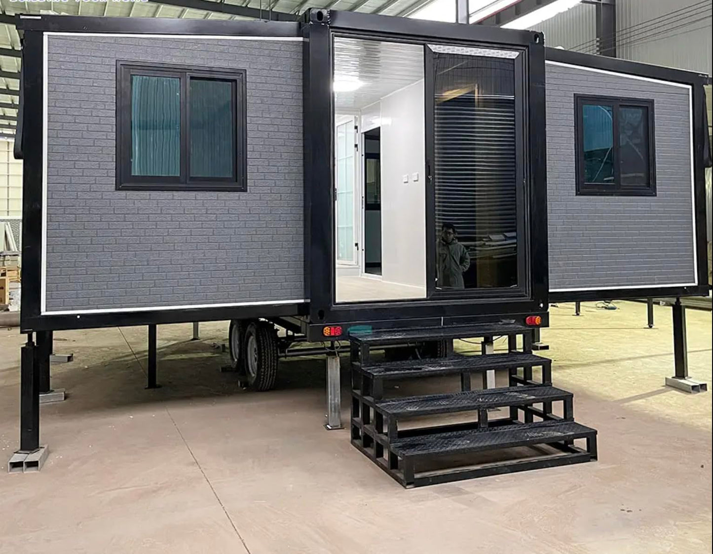 19x20ft Portable Prefabricated Portable House, Light Steel Tiny House Kit, Fully Equipped, Mobile Home for Vacation, Temporary Home, Office, Hotel, Villa (19x20ft - 2 Bedroom, 1 Bath)