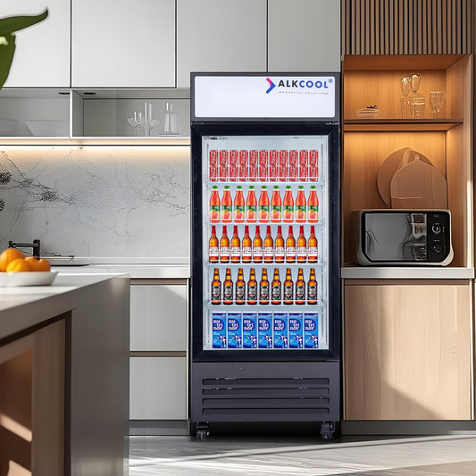 XPACOOL Commercial Beverage Refrigerator Display Fridge,Single Glass Door Merchandiser Drink Cooler with LED Light Adjustable Shelves,ETL and NSF Approval,16.5Cu Ft,68.9''High