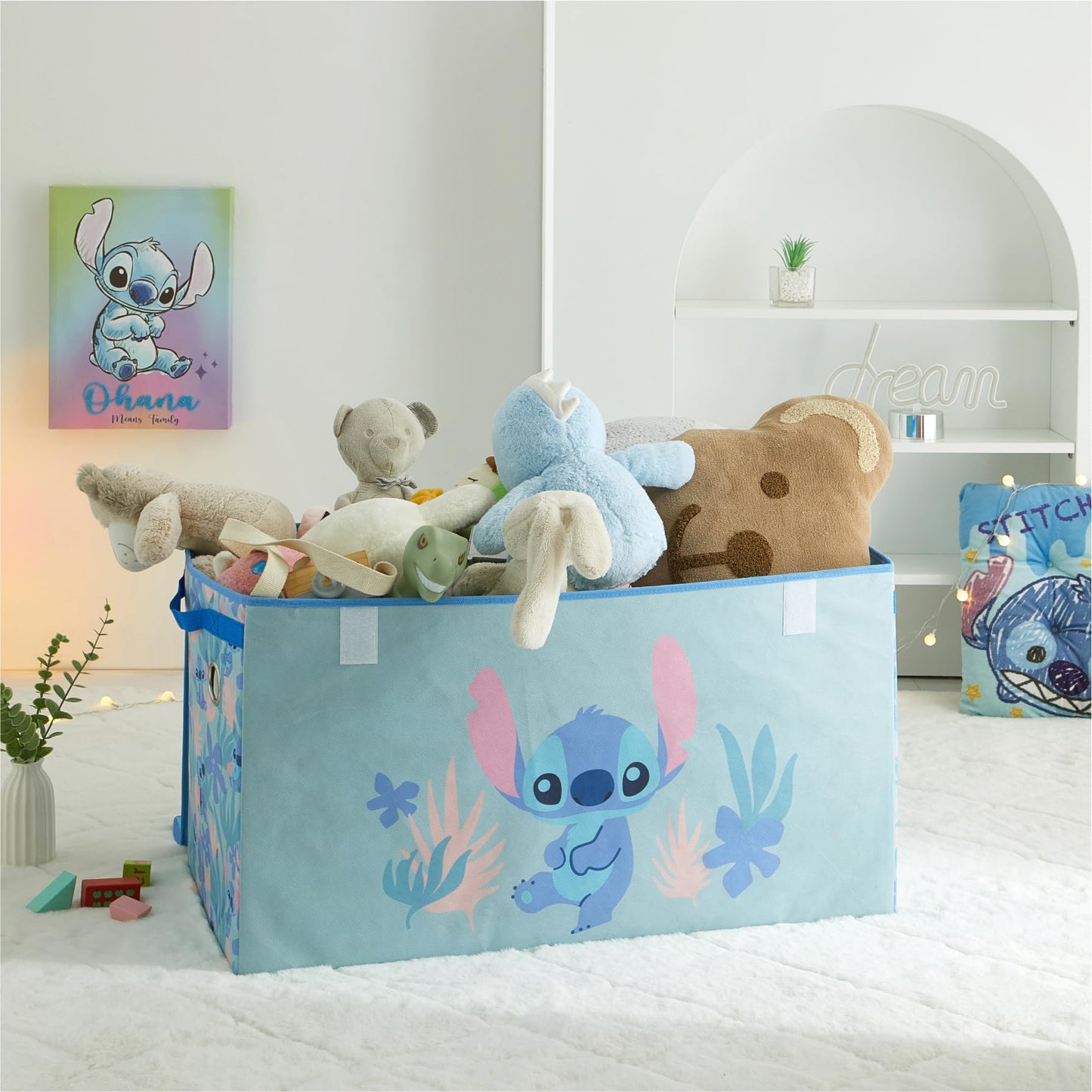 Idea Nuova Disney Stitch Collapsible Storage Trunk, Durable with Soft Lid, 28.5"x14.5"x16"