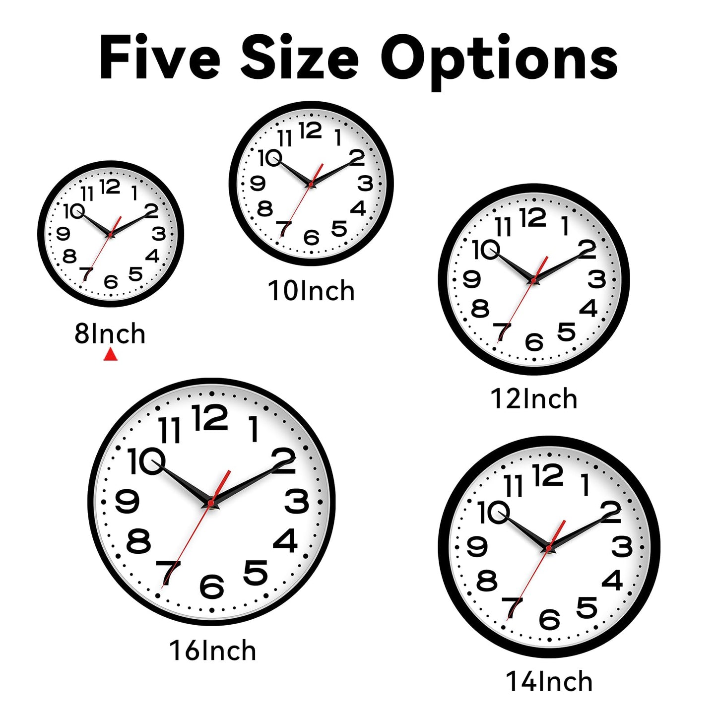 Roymnie Wall Clock Silent Non-Ticking Modern Clock Battery Operated 8 Inch Small Classic Analog Decorative for Kitchen, Living Room, Office, Bedroom, Bathroom (Black)