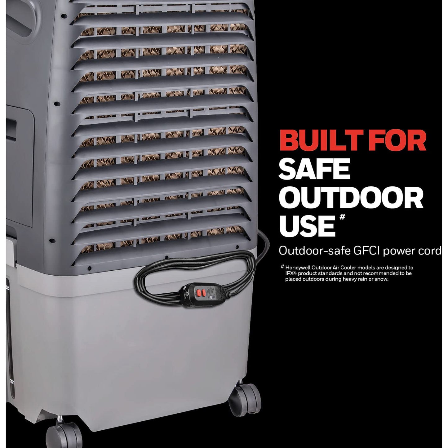 Honeywell 525 CFM Outdoor Portable Evaporative Swamp Cooler for BBQ Area, Patio, Garage, and Backyard, 115V, Evaporative Air Cooler with Fan and Remote Control, Gray