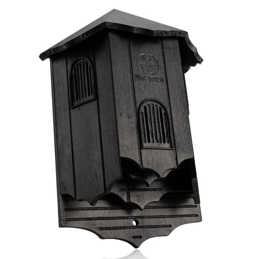 VIREESR Wooden Castle Bat Houses for Outside Bat Box for Outdoors - Large Three Chamber Box Perfectly Designed to Attract Bats - Durable and Easy to Hang(Bat House Ⅰ Black)