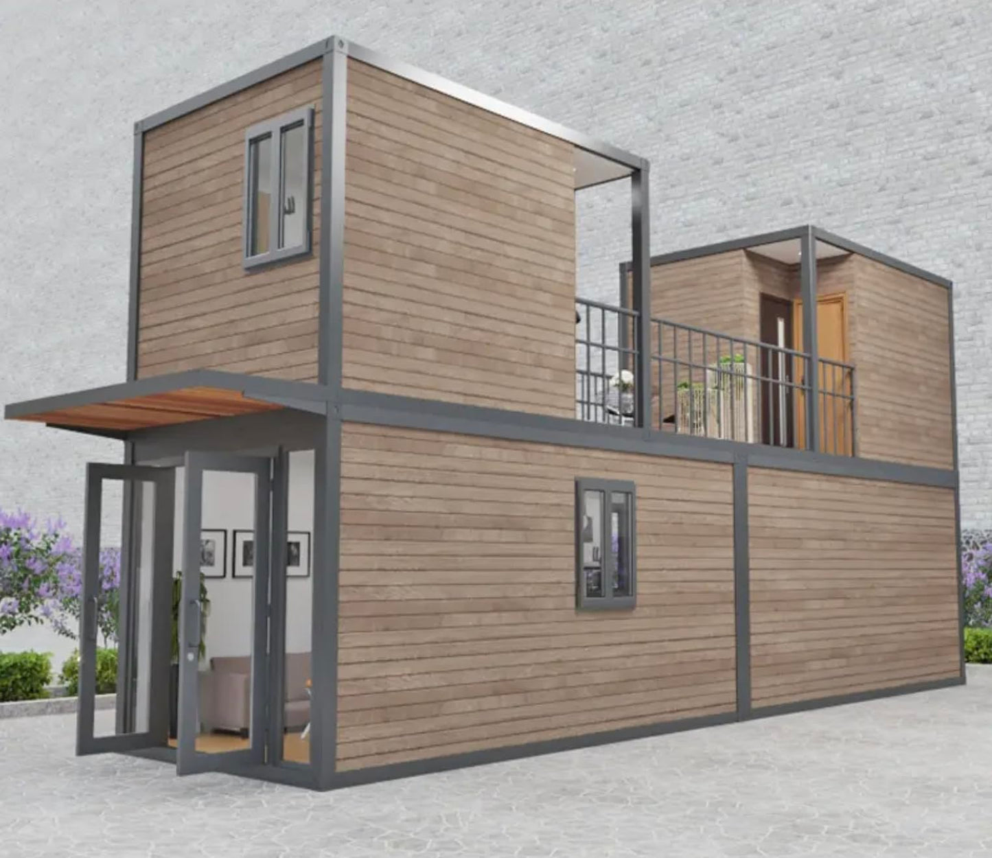 Luxury Two-Story 3-Bedroom prefab Container Homes with Bathroom, prefabricated Living Expandable Container House, Portable Family Foldable Container Home, Luxury Kitchen Cabinet.
