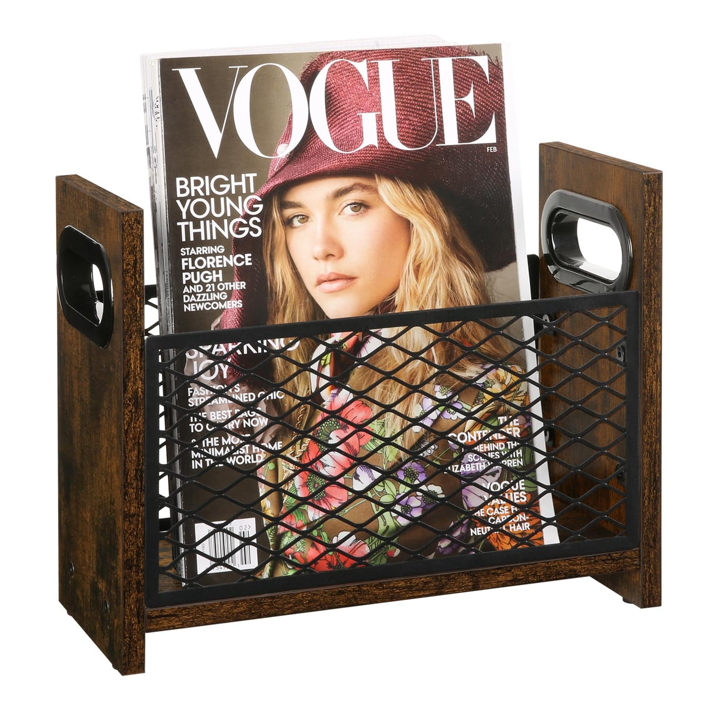 YINMIT Magazine Holder, Magazine Rack for Desktop and Home Office, Farmhouse File Storage Basket for Letters, Magazines, Books, Newspapers (Small)