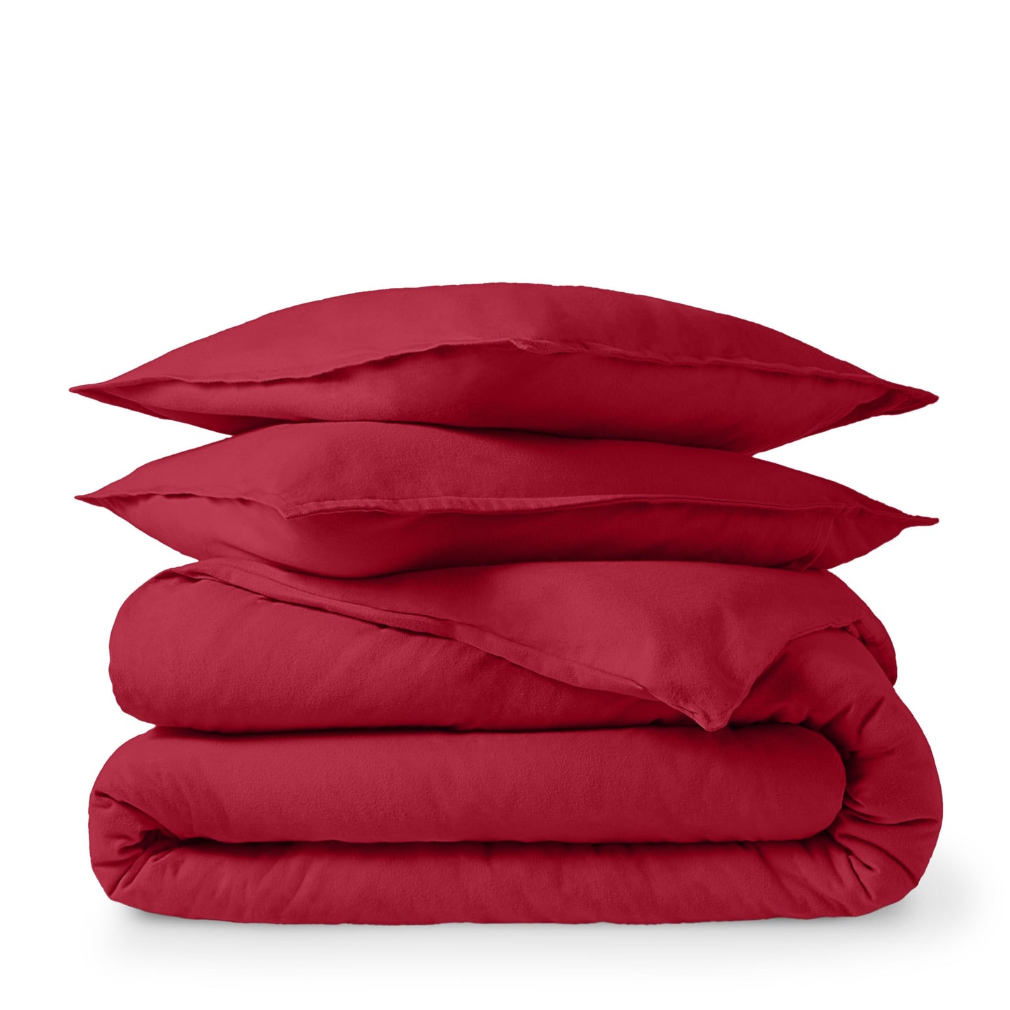 Bare Home Flannel Duvet Cover Set - King/California King - 100% Cotton, Velvety Soft Heavyweight Premium Flannel, Double Brushed - Includes Sham Pillow Covers (King/Cal King, Red)