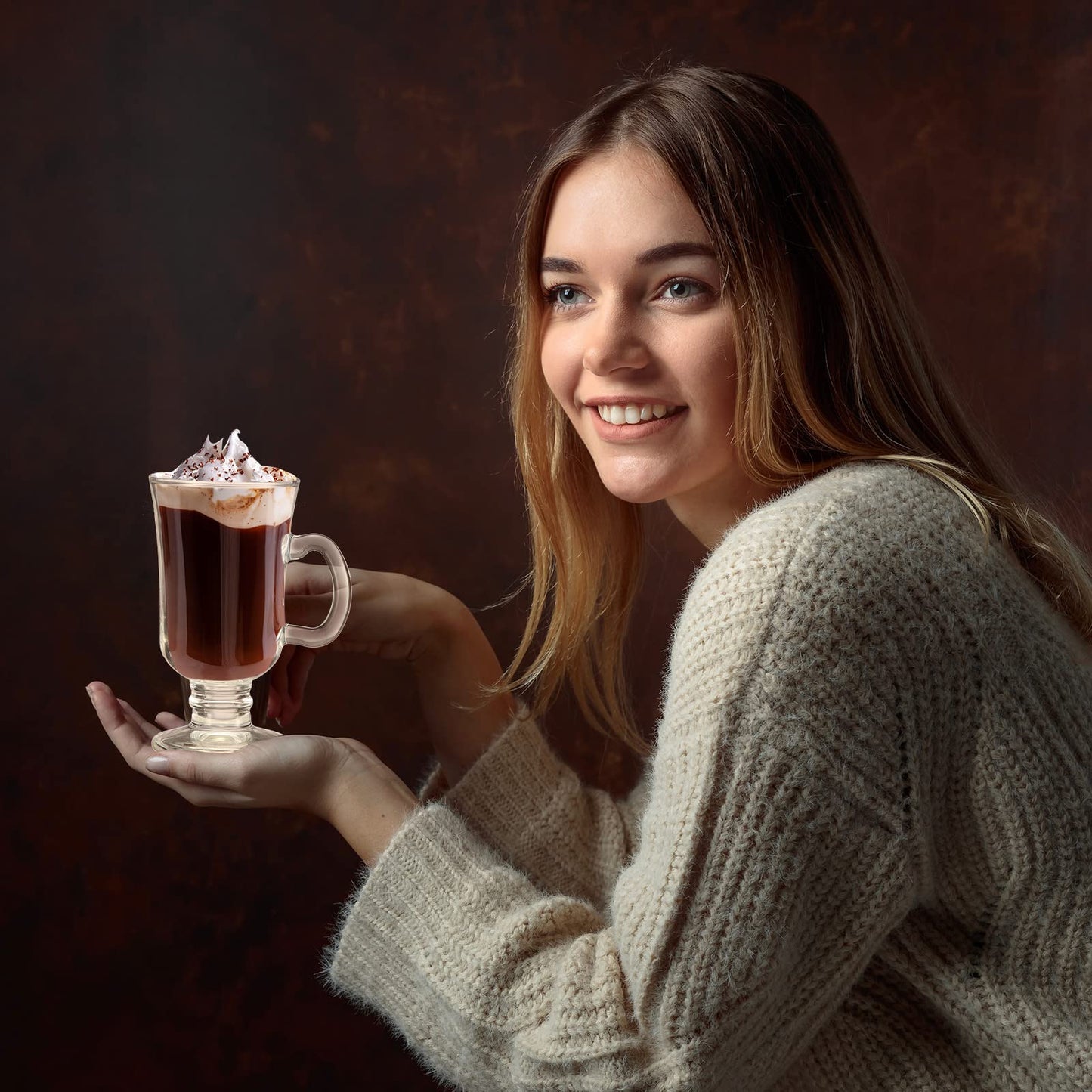 Sieral 12 Pieces Irish Coffee Mugs Bulk 8.5 oz Irish Coffee Glass with Handle Clear Glass Mugs for Wedding Prom Graduation Party Ice Cream Tea Hot Chocolate Espresso Cappuccino Latte Coffee Cups