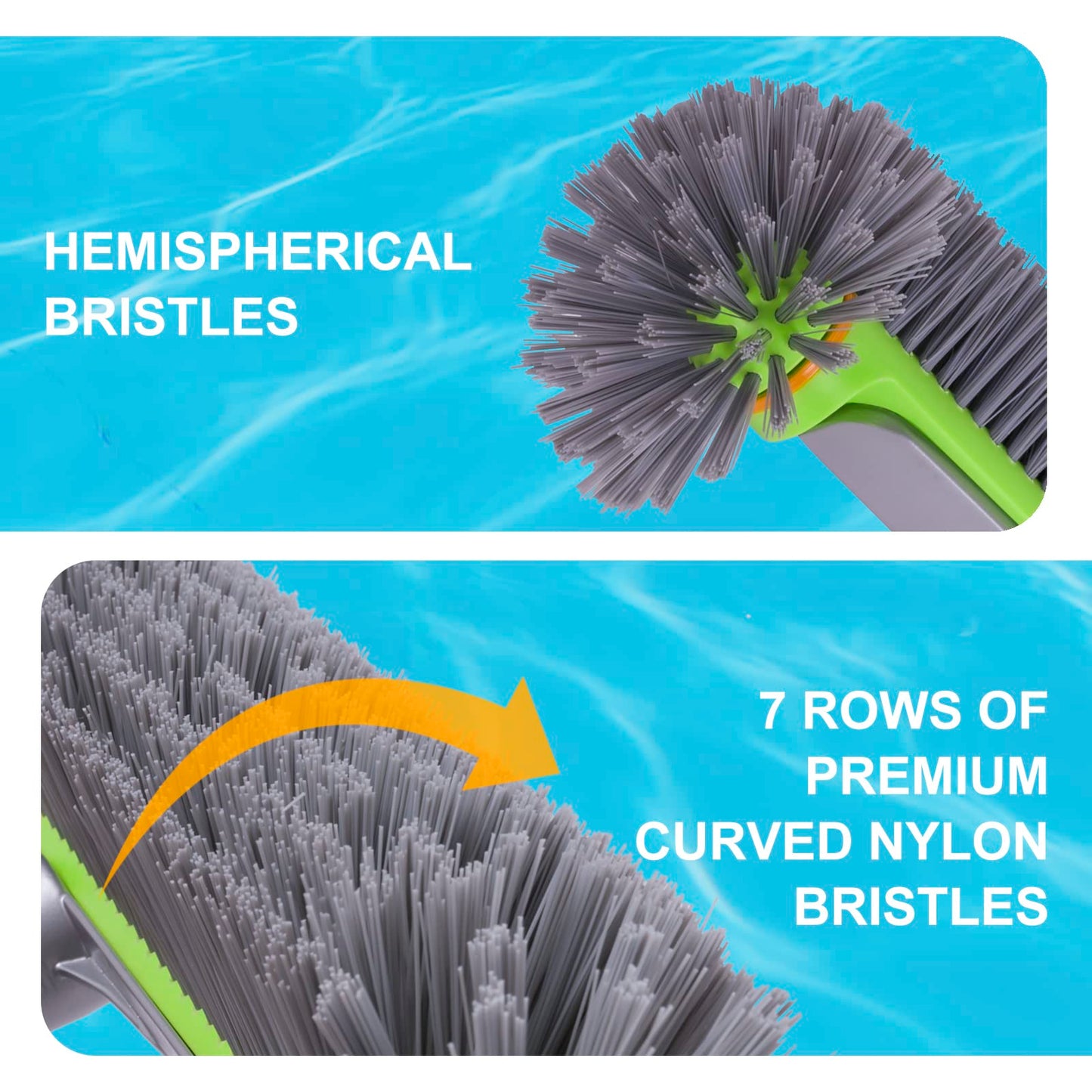 Sepetrel Pool Brush Head for Cleaning Pool Walls,Heavy Duty Inground/Above Ground Swimming Pool Round Scrub Brushes with Premium Strong Bristle & Reinforced Aluminium Back,Grey