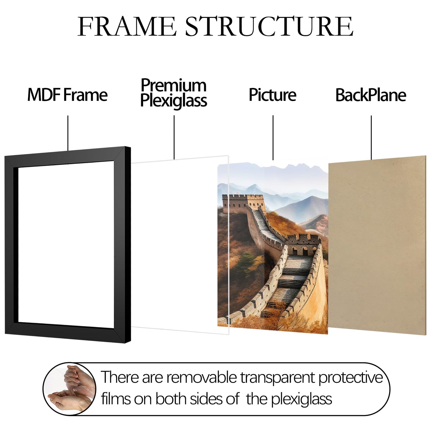 Picrit 11x17 Picture Frame, Photo Frame for Wall Mounting Display, Black