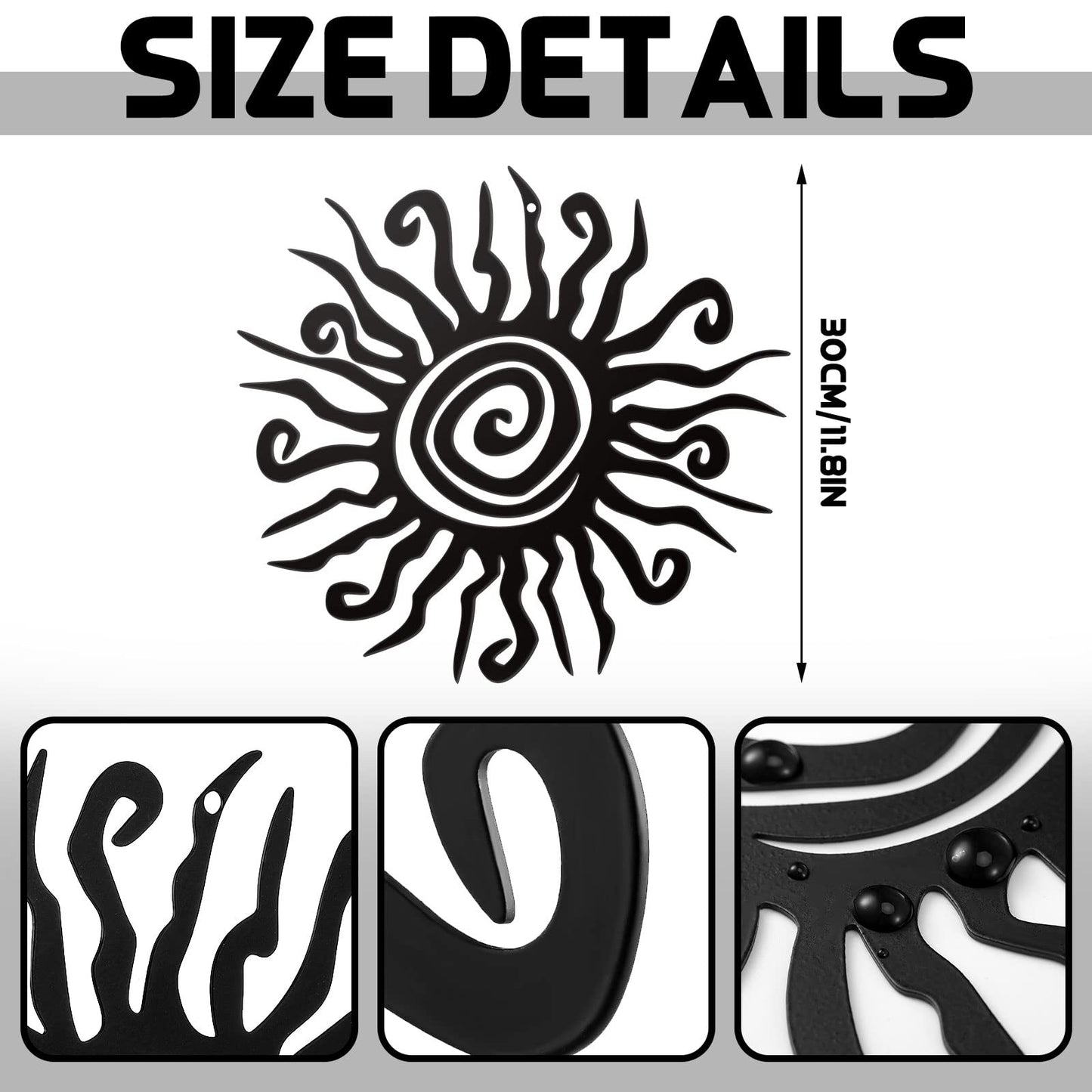 Zonon 1 Pcs Wacky Sun Metal Wall Art Outdoor Wall Art Decor 11.81 Inch Rust Proof Sun Wall Decor Hanging Black Outdoor Plaques and Wall Art for Home Garden Patio Bedroom Living Room Office Kitchen