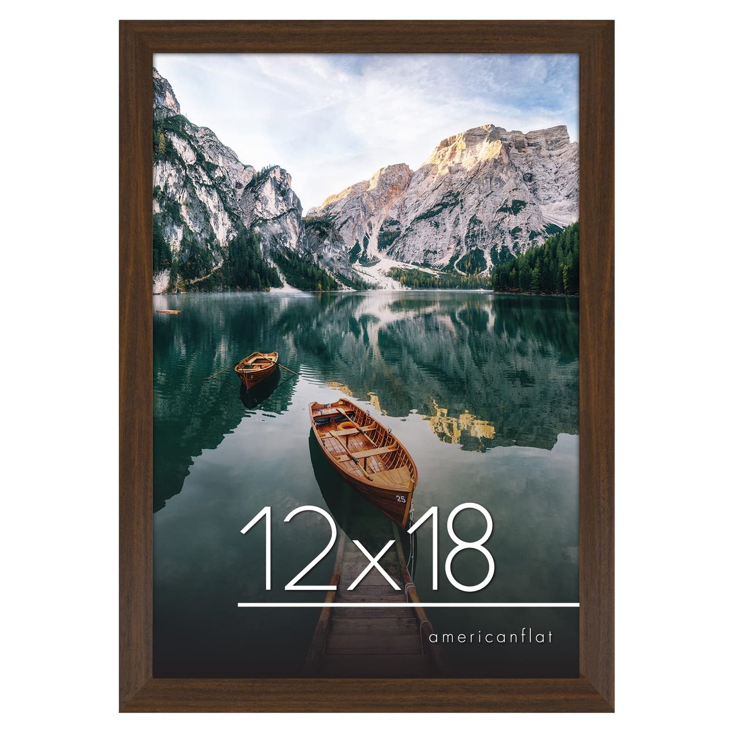 Americanflat 12x18 Poster Frame with Shatter-Resistant Glass - Gallery Style Frame with Engineered Wood - Signature Collection - Photo Frame for Wall Display - Walnut