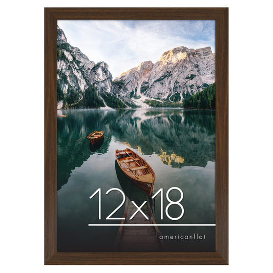 Americanflat 12x18 Poster Frame with Shatter-Resistant Glass - Gallery Style Frame with Engineered Wood - Signature Collection - Photo Frame for Wall Display - Walnut