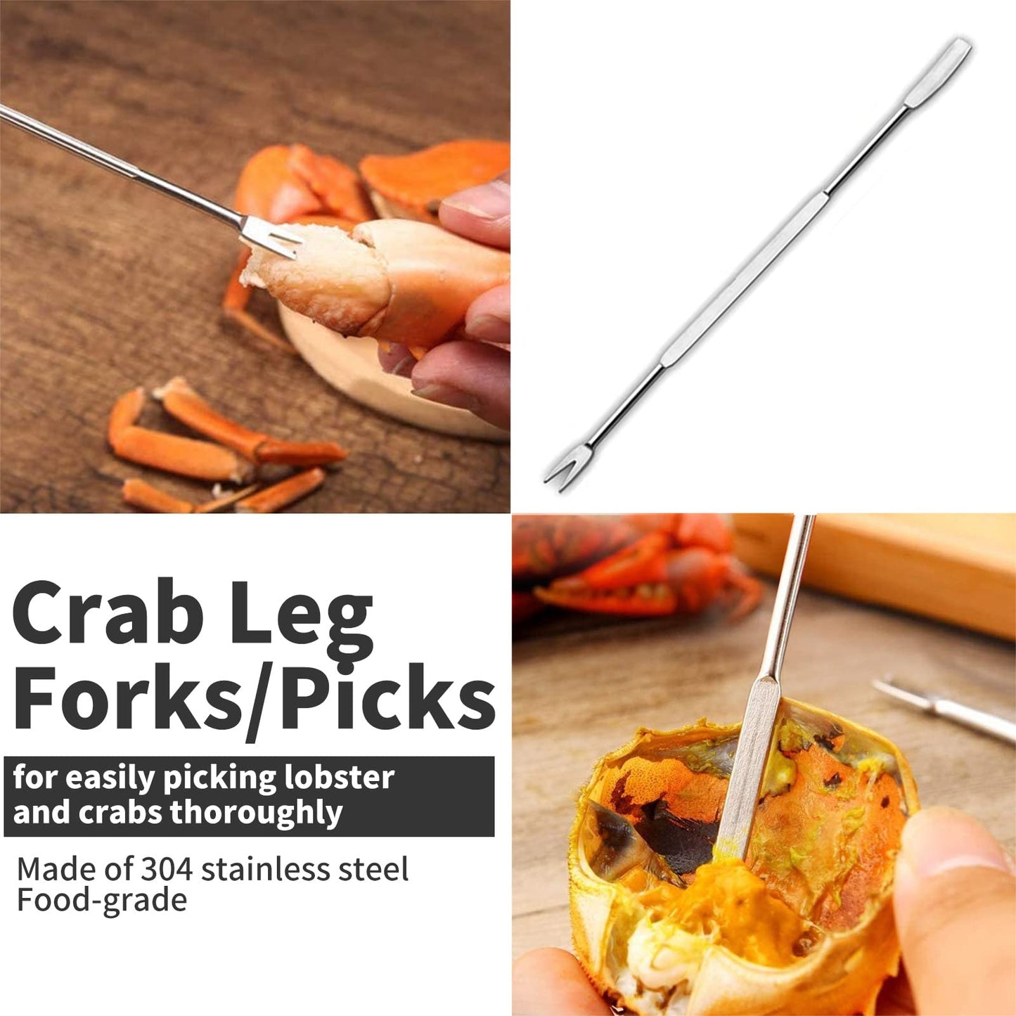 Luvan 33 Pcs Crab Crackers and Tools Set with 4 Crab Leg Crackers, 4 Crab Forks, 4 Lobster Shellers, 4 Butter Warmers, 1 Seafood Scissors, 14 Tealight Candles and 2 Crab Grabbers - Seafood Tools Set