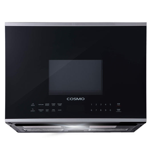 COSMO COS-2413ORM1SS Over the Range Microwave Oven with Vent Fan, 1.34 cu. ft. Capacity, 1000W, 24 inch, Black / Stainless Steel