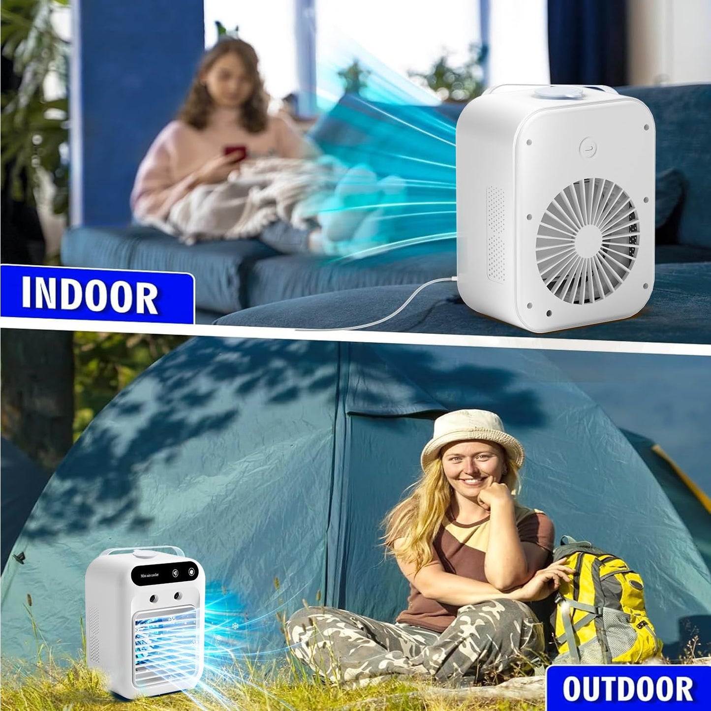 Portable Air Conditioners,3-In-1 Mini Air Conditioner For Bedroom, Air Cooler With Dual Fog Setting And Powerful Wind Speed,Affordable Cooling Options For Living Room, Bedroom, Desktop (White)