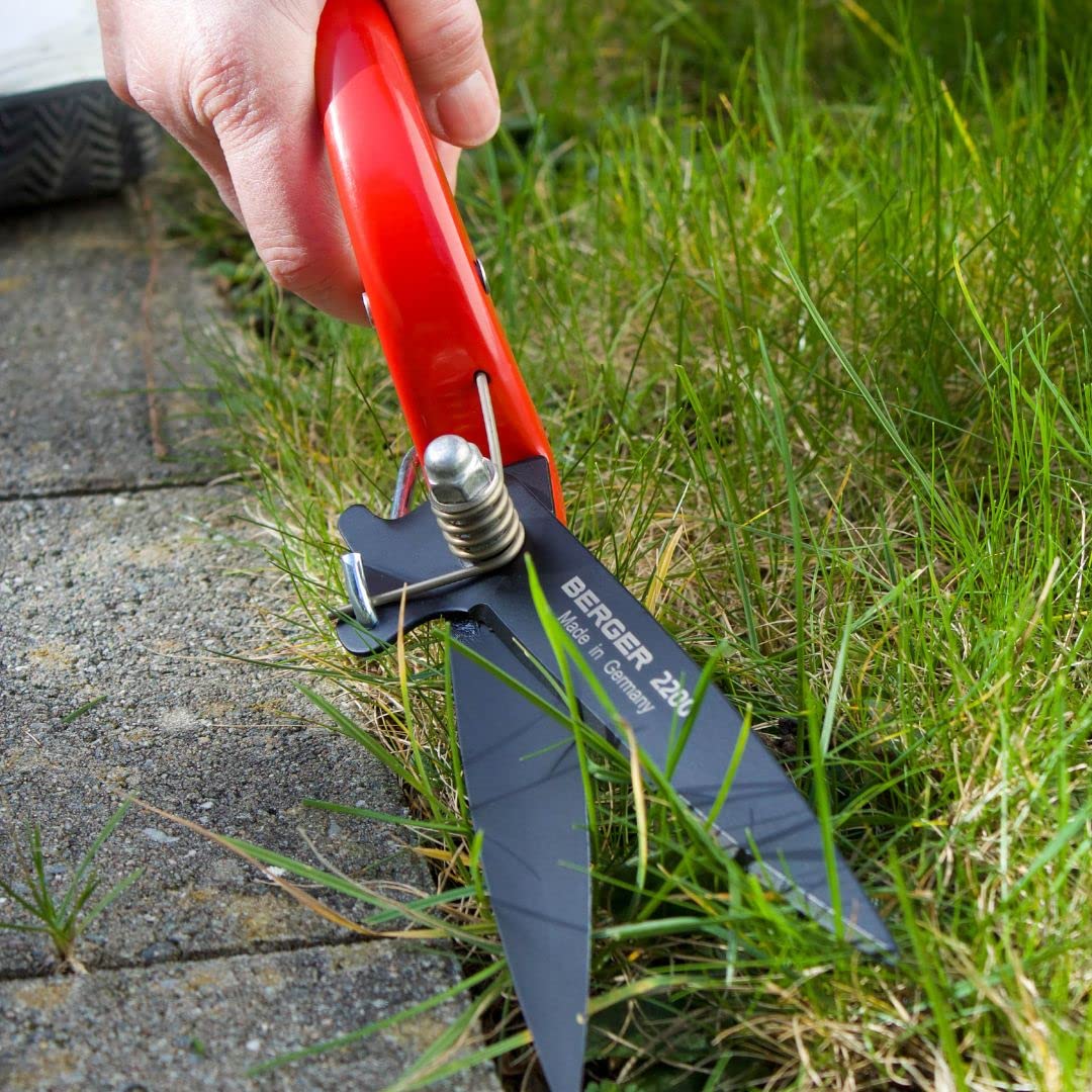 BERGER 2200 Lawn Edge Scissors, Grass Non-Stick Coated Blades Hand Shears, 30x4.5x10.5 cm, Red