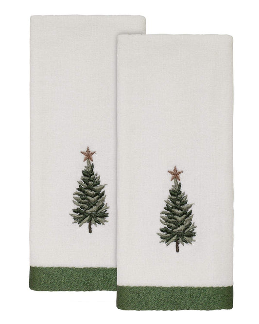 Avanti Linens - Fingertip Towels, Soft & Absorbent Cotton, Ideal Christmas Decorations, Set of 2 (Trees Collection)