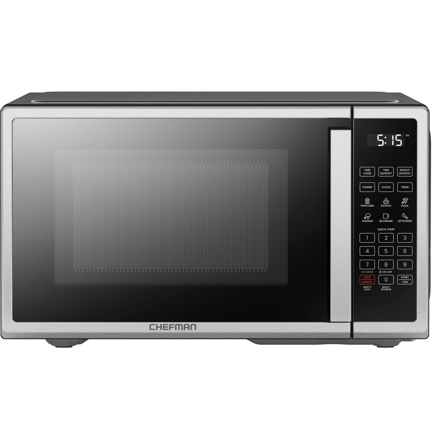 Chefman Countertop Microwave Oven 0.9 Cu. Ft. Digital Stainless Steel Microwave 900 Watt with 6 Presets, Eco Mode, Mute Option, Memory Function, Child Safety Lock, Kitchen, Home, Dorm Essentials