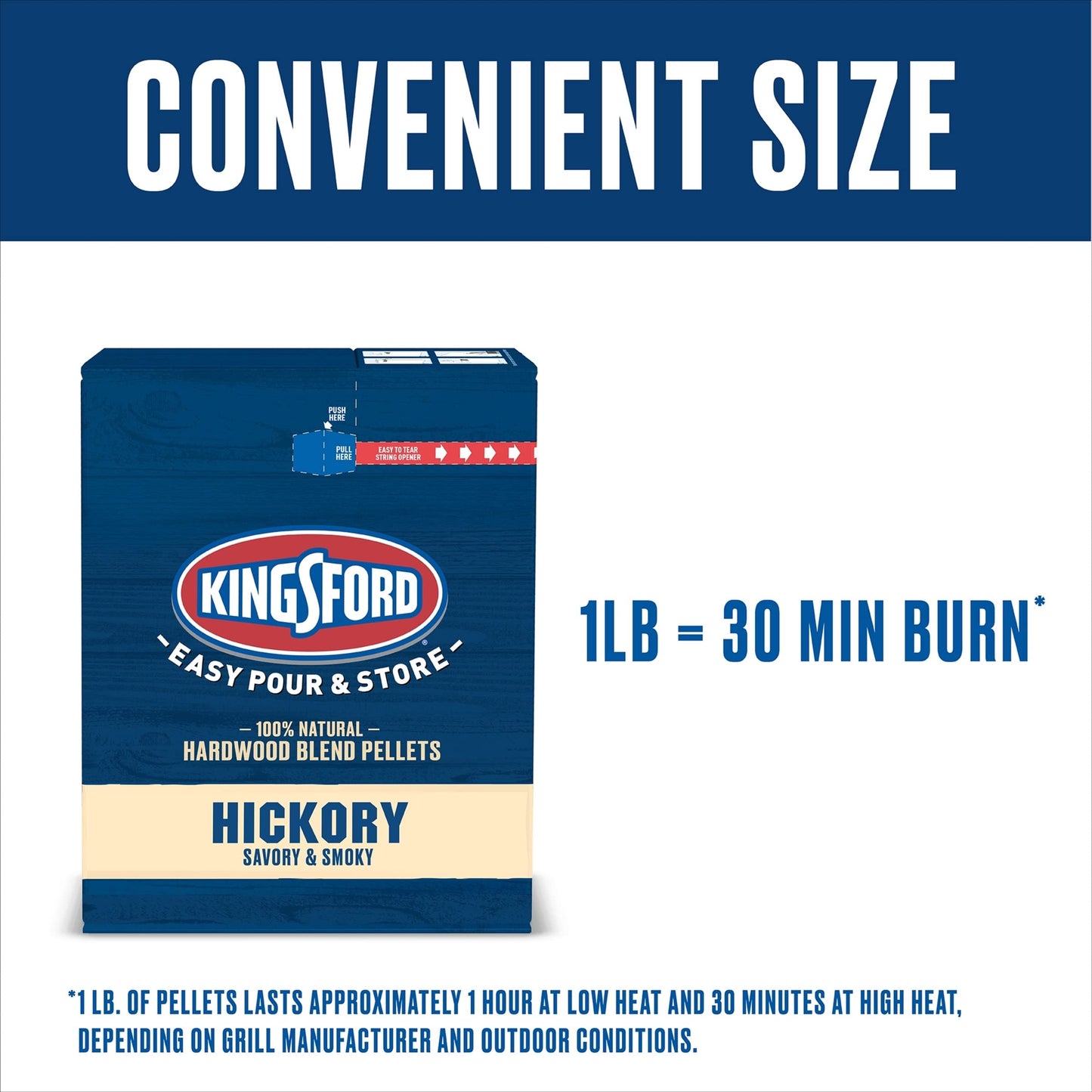 Kingsford 100% Natural Hickory Hardwood Blend Pellets - For All BBQ Grills & Smokers, 18 lbs