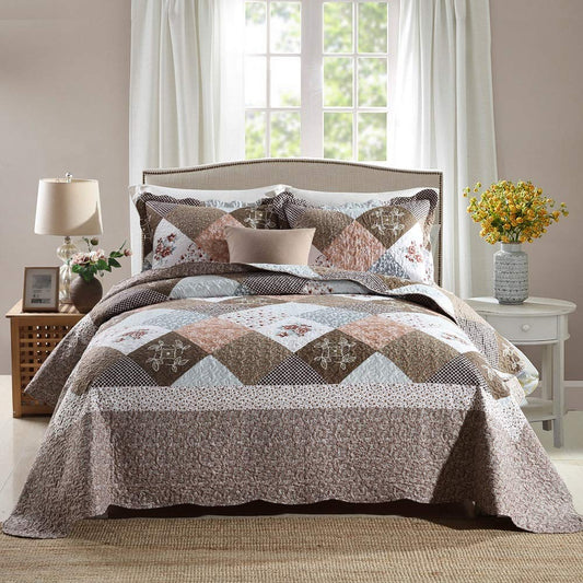 Travan 2-Piece Twin Quilt Sets with Sham Oversized Bedding Bedspread Reversible Soft Coverlet Set, Twin Size