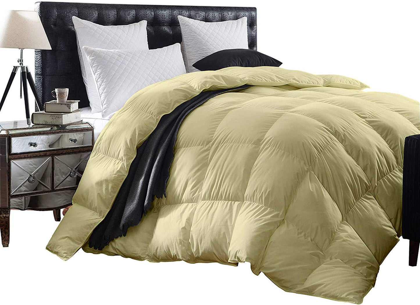 1-Piece All Season Luxurious 800TC Down Alternative Comforter, 100% Egyptian Cotton 100 GSM Comforter Only- Full XL Ivory Solid