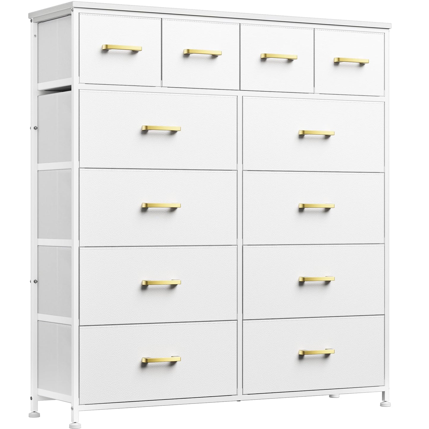 YILQQPER Dresser,White Dresser for Bedroom with 12 Drawers,Tall Dressers for Bedroom,White Fabric Dressers & Chest of Drawers for Bedroom,Closet,Nursery,Girls, White