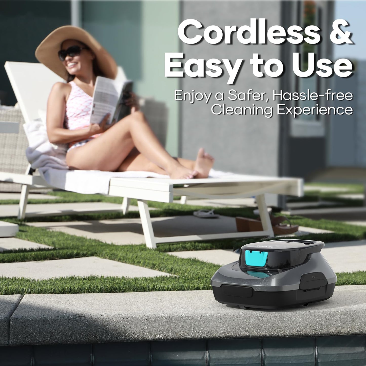 AIPER Scuba SE Robotic Pool Cleaner, Cordless Robotic Pool Vacuum, Lasts up to 90 Mins, Ideal for Above Ground Pools, Automatic Cleaning with Self-Parking Capabilities-Gray