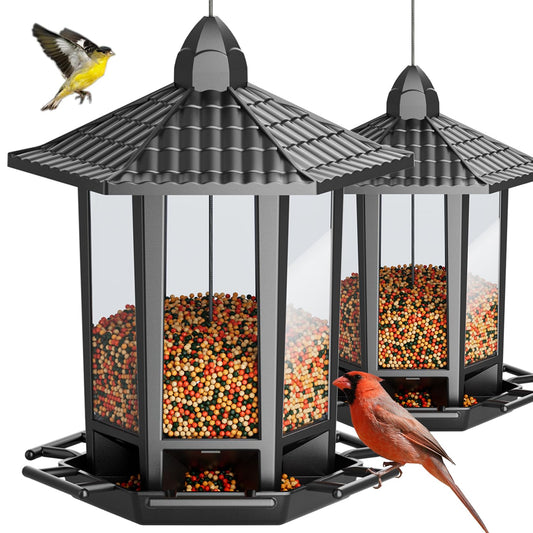 Birdream 2 Pack Bird Feeders for Outdoor Hanging, Retro Pagoda Design Fun Installation Bird Feeder, Attracting Wild Birds Chickadees Goldfinches Cardinals Finches and Sparrows