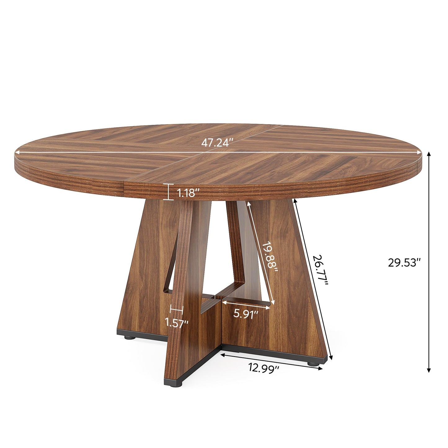 Tribesigns Round Dining Table for 4, 47 Inch Farmhouse Kitchen Table Small Dinner Table Wood Kitchen Dinning Table for Dining Room Kitchen,Living Room (Chairs Not Included)