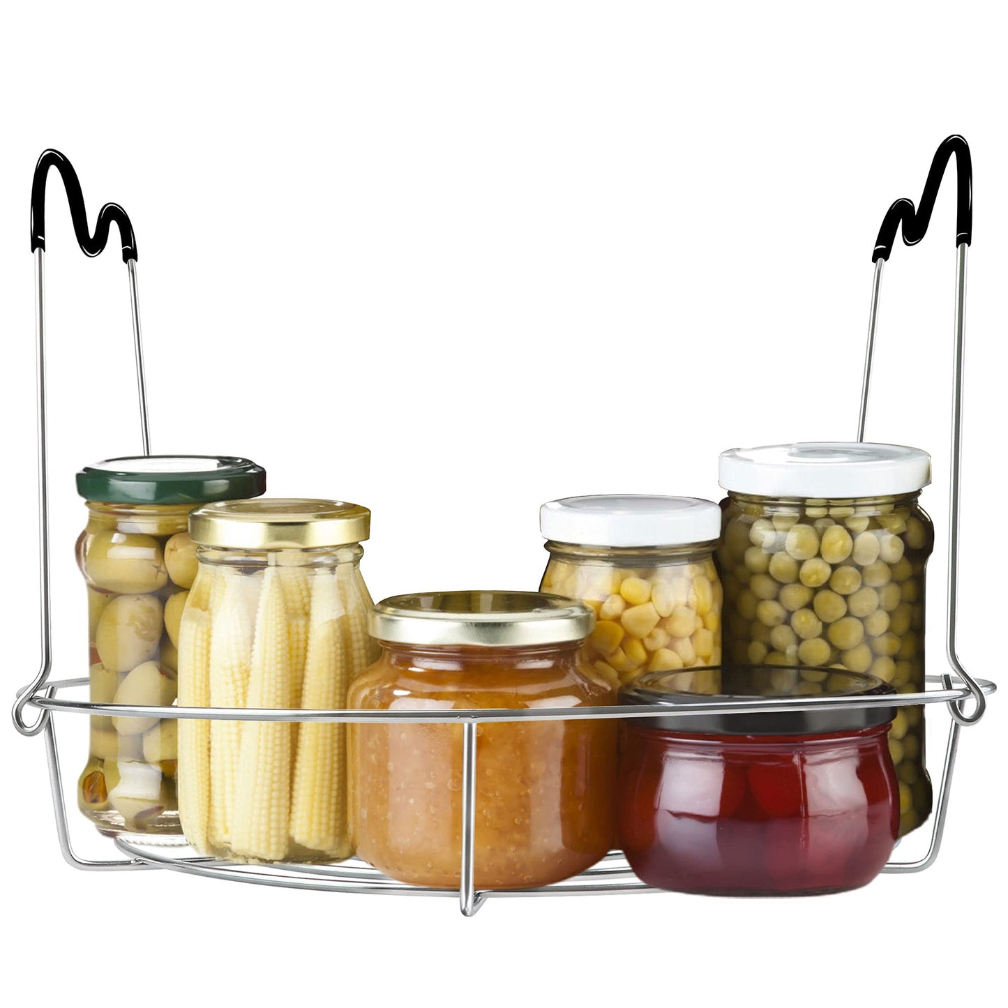 KORCCI 12in Stainless Steel Canning Rack with Contour Handles, Holds 7 Pint or 6 Quart Jars in Pressure Canner Pot