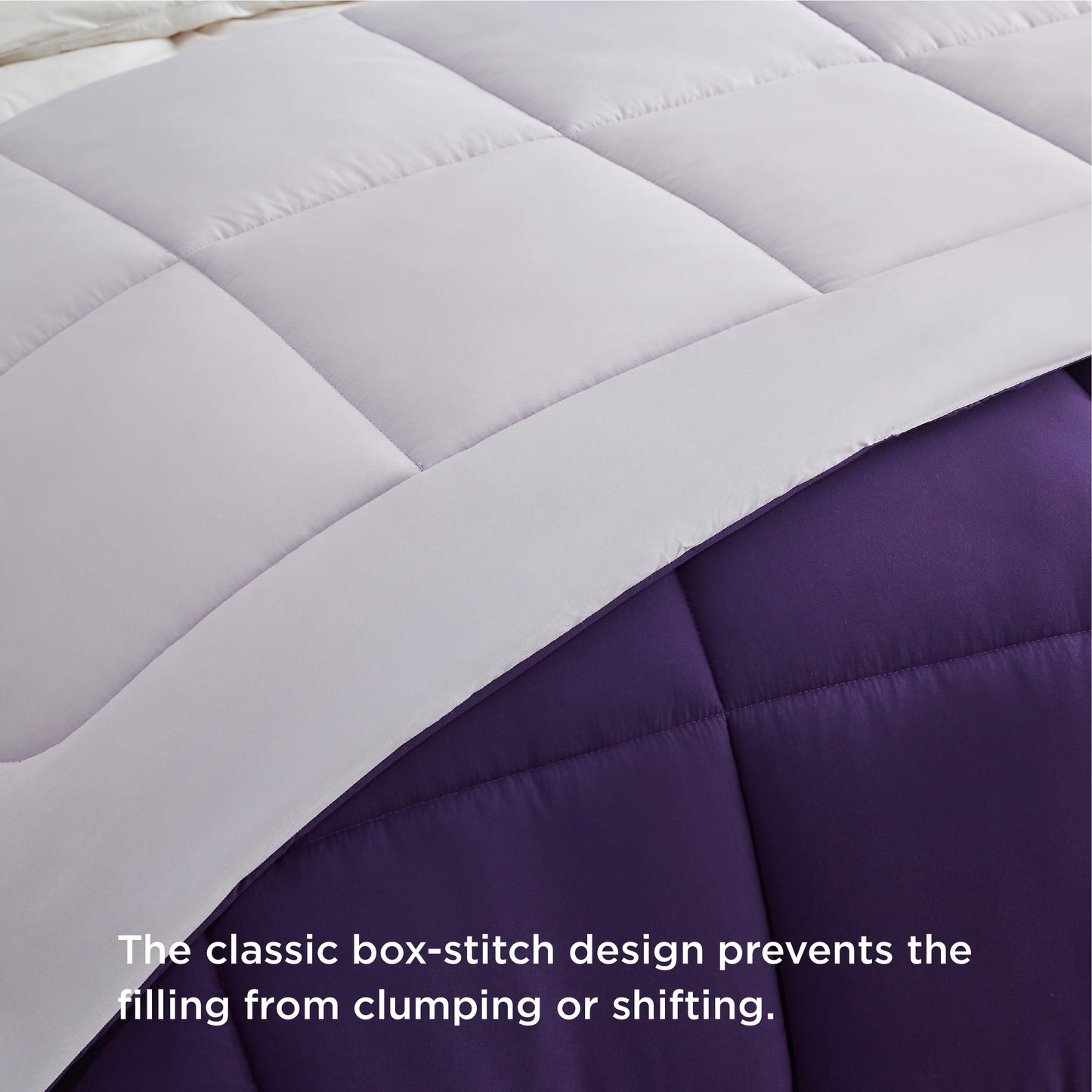 Bedsure Queen Reversible Comforter Duvet Insert - All Season Quilted Comforters Queen Size, Down Alternative Queen Size Bedding Comforter with Corner Tabs - Plum/Light Purple